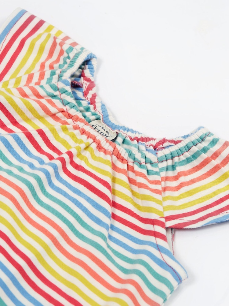 Frugi Blue Dory Playsuit Rainbow Dungarees - Imagen 2 de 4