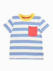 Frugi Blue Piran Pocket Non Appliqué 100% Organic Cotton T-Shirt - Image 1 of 3
