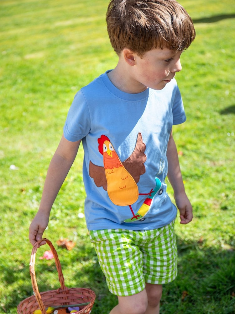 Frugi Blue Avery Appliqué 100% Organic Cotton T-Shirt - Image 1 of 5
