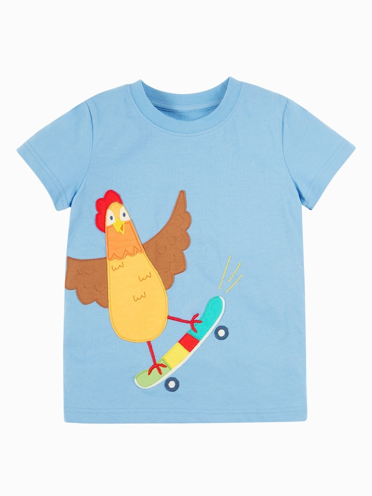 Frugi Blue Avery Appliqué 100% Organic Cotton T-Shirt - Image 2 of 5