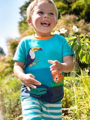 Albastru Bleumarin - Tricou din bumbac organic Frugi Albastru Alda cu guler fără aplicații 100% - Imaginea 1 din 5