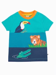 Albastru Bleumarin - Tricou din bumbac organic Frugi Albastru Alda cu guler fără aplicații 100% - Imaginea 2 din 5