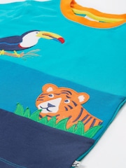Albastru Bleumarin - Tricou din bumbac organic Frugi Albastru Alda cu guler fără aplicații 100% - Imaginea 3 din 5