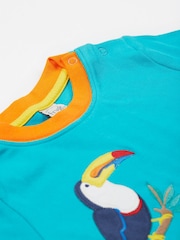 Albastru Bleumarin - Tricou din bumbac organic Frugi Albastru Alda cu guler fără aplicații 100% - Imaginea 4 din 5