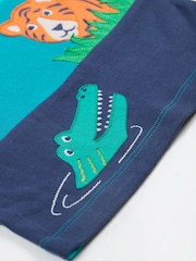 Albastru Bleumarin - Tricou din bumbac organic Frugi Albastru Alda cu guler fără aplicații 100% - Imaginea 5 din 5