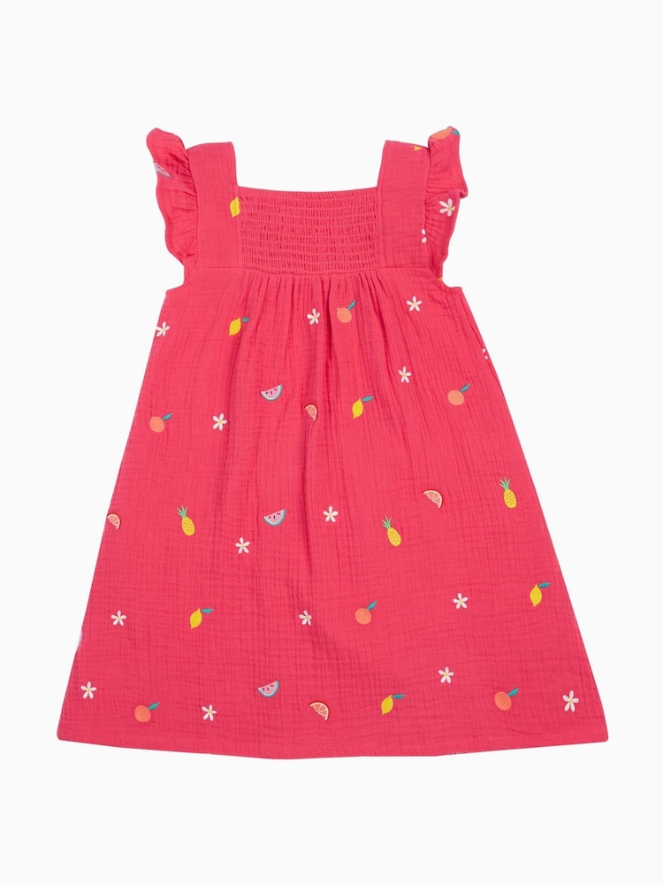 Frugi Pink Asha Muslin 100% Organic Cotton Dress - Image 2 of 5 Frugi Pink Asha Muslin 100% Organic Cotton Dress - Image 2 of 5