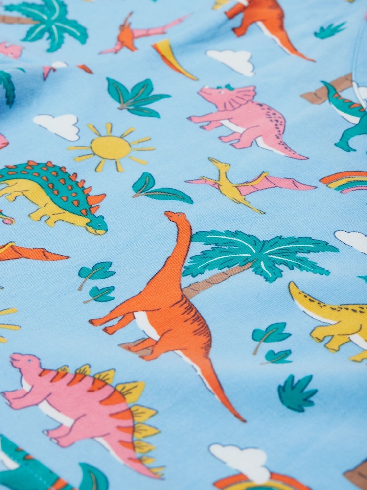 Frugi Blue Dinosaur Short-Sleeve Skater Dress - Image 5 of 5 Frugi Blue Dinosaur Short-Sleeve Skater Dress - Image 5 of 5
