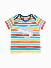 Frugi Blue Bobster Appliqué Rainbow 100% Organic Cotton T-Shirt - Image 1 of 3