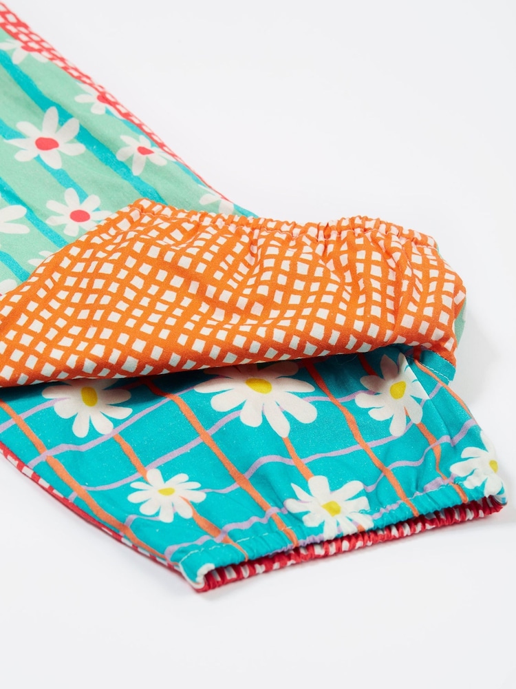 Frugi Green Summer Printed 100% Organic Cotton Dungarees - Image 5 of 8