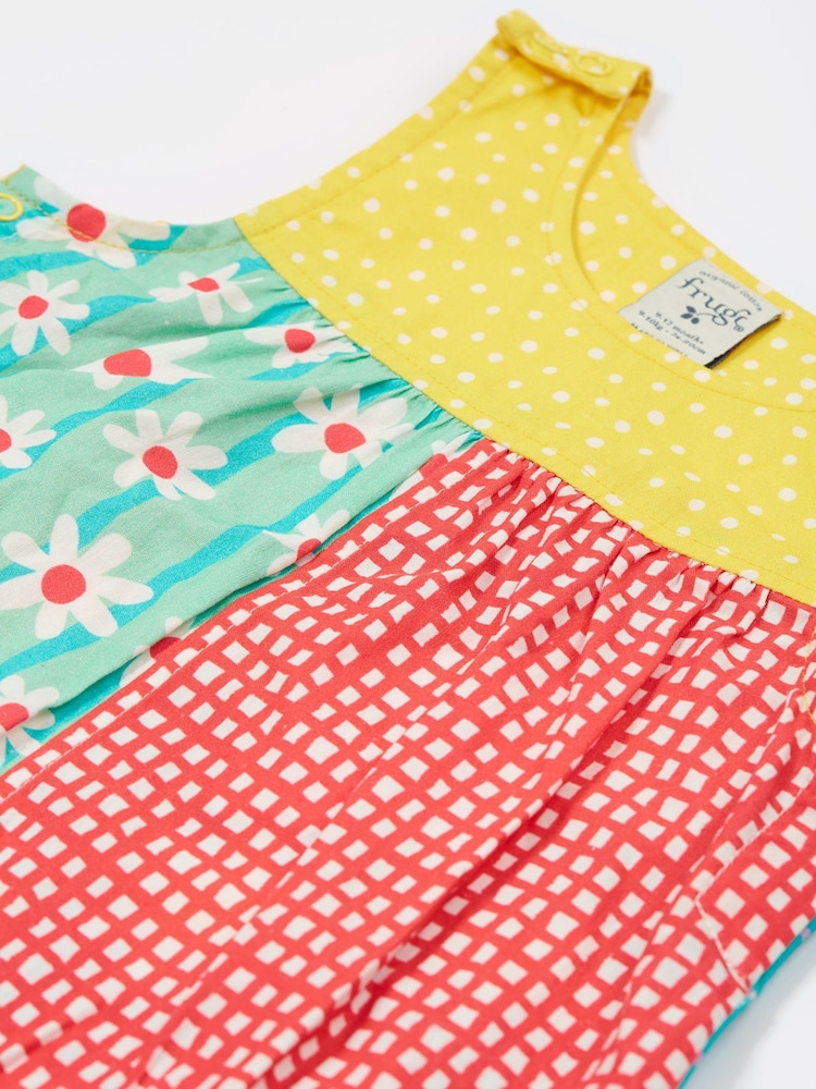 Frugi Green Summer Printed 100% Organic Cotton Dungarees - Image 6 of 8