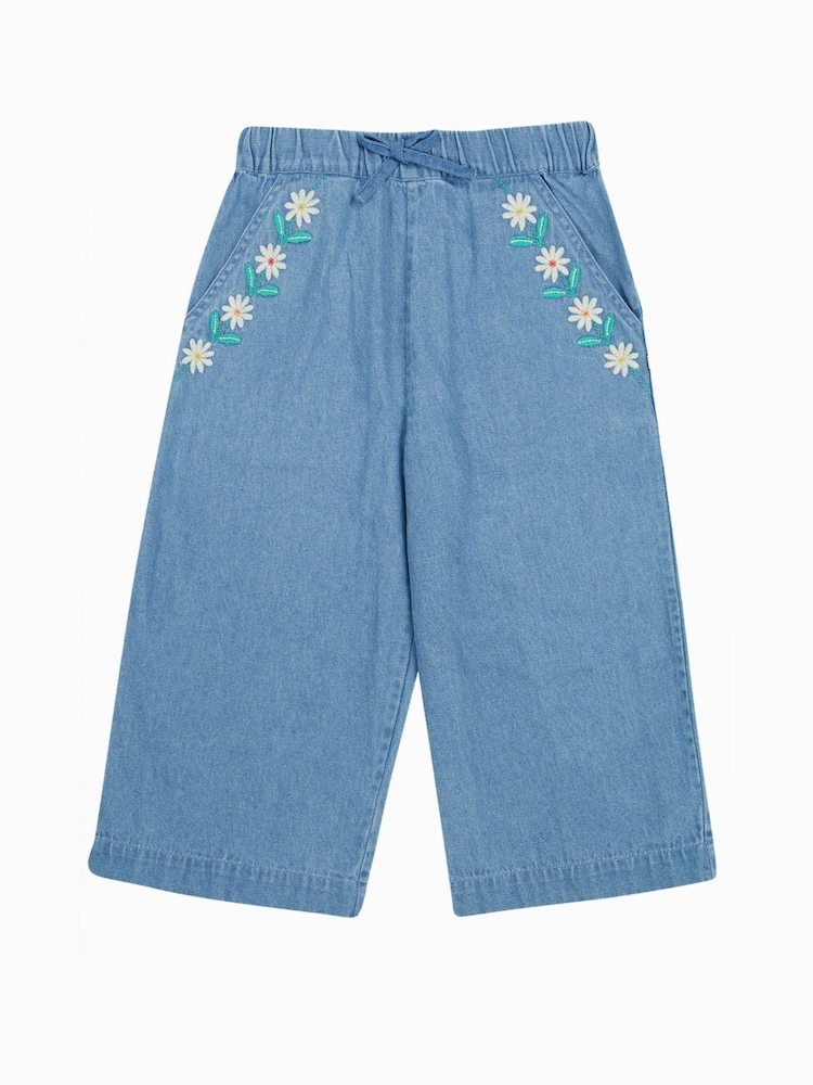 Frugi Blue Eleanor Denim 100% Organic Cotton Culottes - Image 1 of 5