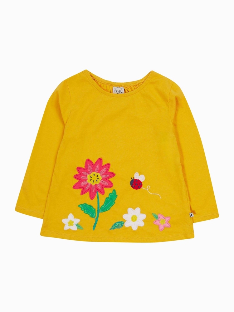 Frugi Yellow Carmen Appliqué 100% Organic Cotton Top - Image 1 of 4
