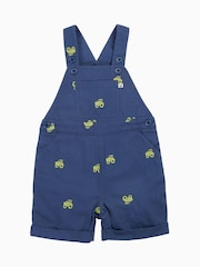 Frugi Blue Elio 100% Organic Cotton Short Dungarees - Imagen 1 de 5