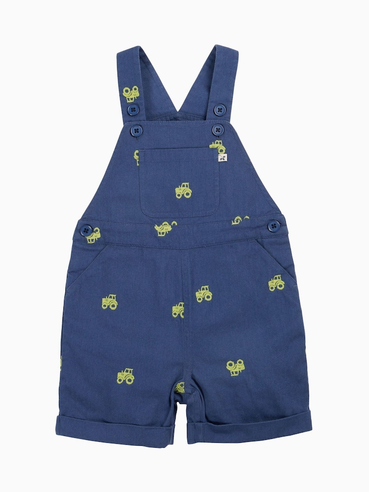Frugi Blue Elio 100% Organic Cotton Short Dungarees - Imagen 1 de 5