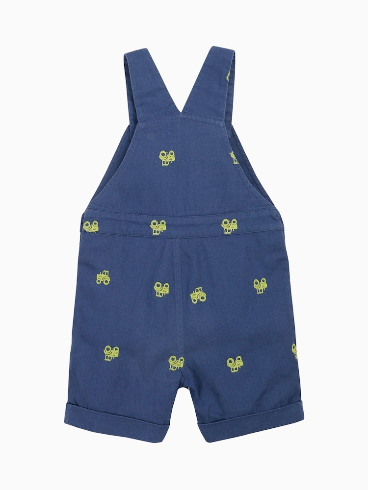 Frugi Blue Elio 100% Organic Cotton Short Dungarees - Imagen 2 de 5