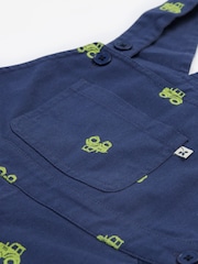 Frugi Blue Elio 100% Organic Cotton Short Dungarees - Imagen 4 de 5