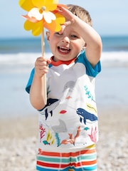 Frugi White Reid Raglan 100% Organic Cotton T-Shirt - Image 1 of 4