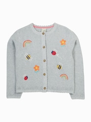 Frugi Grey Maia vezen 100% organski bombaž pletena jopa - Slika 1 iz 4