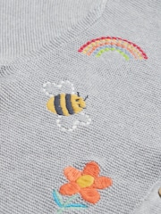 Frugi Grey Maia vezen 100% organski bombaž pletena jopa - Slika 4 iz 4