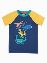 Azul - Camiseta azul marino con manga raglán Renny de Frugi - Applique Top - Imagen 1 de 4