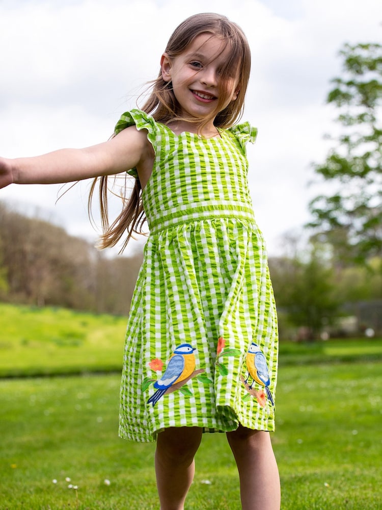 Frugi Green Gingham Bird Dress - Image 1 of 6