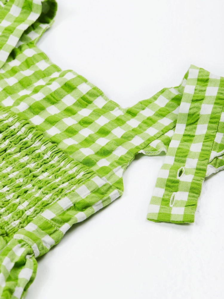 Frugi Green Gingham Bird Dress - Image 5 of 6
