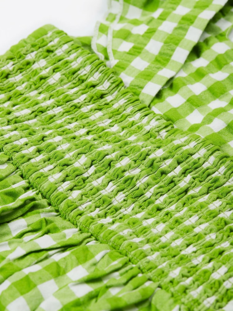Frugi Green Gingham Bird Dress - Image 6 of 6