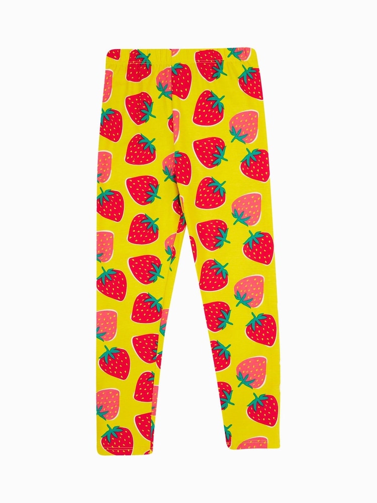 Frugi Yellow Strawberry Printed Leggings - Image 1 of 4