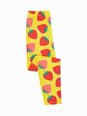 Frugi Yellow Strawberry Printed Leggings - Image 2 of 4