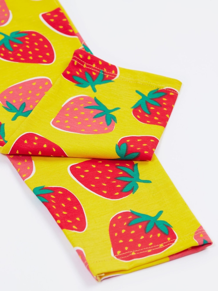 Frugi Yellow Strawberry Printed Leggings - Image 4 of 4