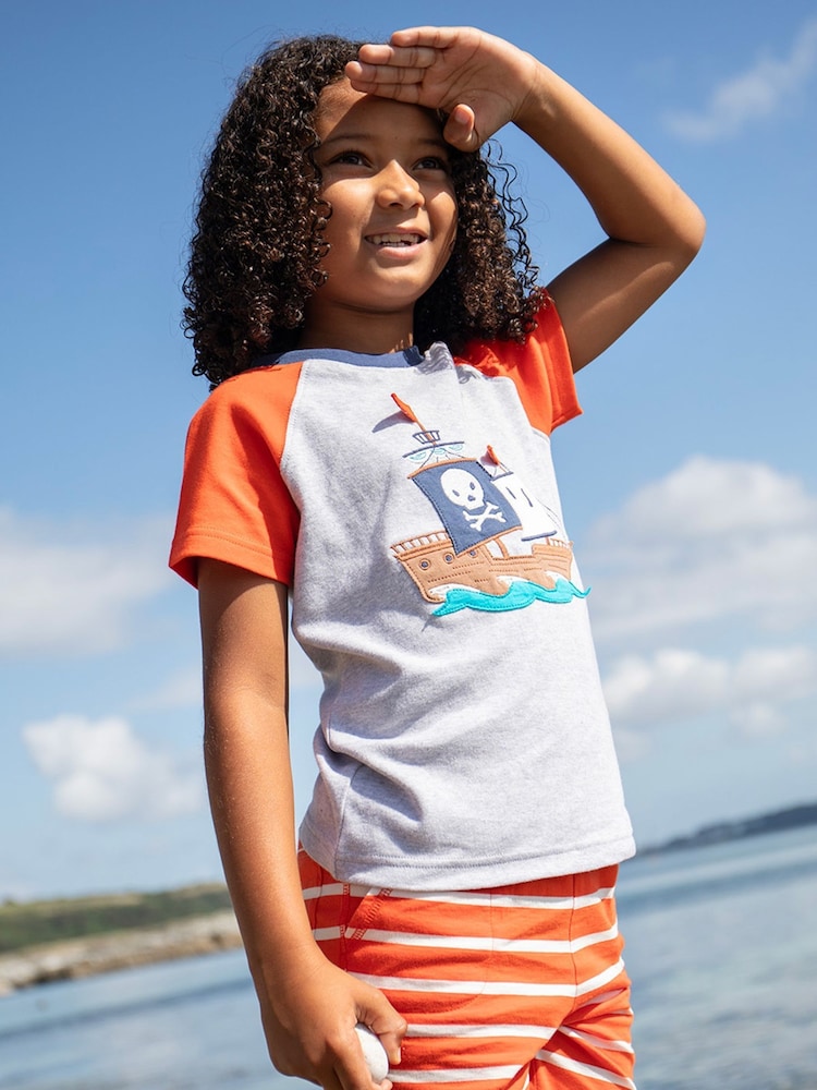 Gris - Camiseta azul marino con manga raglán Renny de Frugi - Applique Top - Imagen 1 de 4