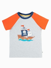 Gris - Camiseta azul marino con manga raglán Renny de Frugi - Applique Top - Imagen 2 de 4