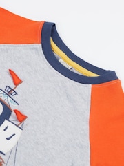 Gris - Camiseta azul marino con manga raglán Renny de Frugi - Applique Top - Imagen 3 de 4