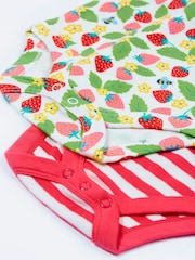 Rosa - Frugi Super Special Short Sleeve 100% Cotton Bodysuits 2 Pack - Imagen 2 de 4