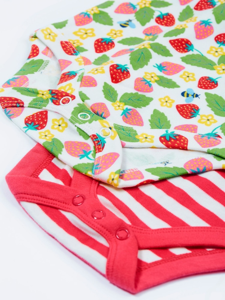 Rosa - Frugi Super Special Short Sleeve 100% Cotton Bodysuits 2 Pack - Imagen 2 de 4