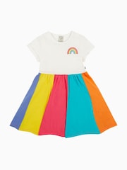 Frugi Kids Blue Rainbow 100% Organic Cotton Jersey Dress - Image 1 of 7
