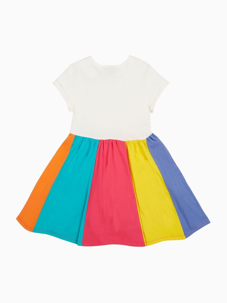 Frugi Kids Blue Rainbow 100% Organic Cotton Jersey Dress - Image 2 of 7