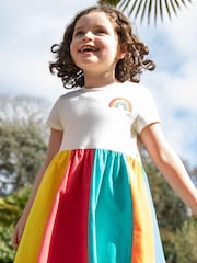 Frugi Kids Blue Rainbow 100% Organic Cotton Jersey Dress - Image 6 of 7