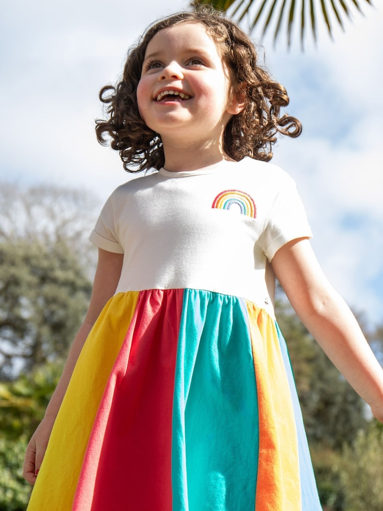 Frugi Kids Blue Rainbow Jersey Dress - Image 6 of 7