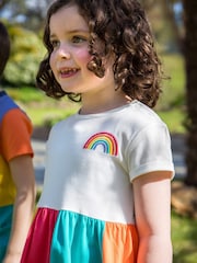 Frugi Kids Blue Rainbow 100% Organic Cotton Jersey Dress - Image 7 of 7