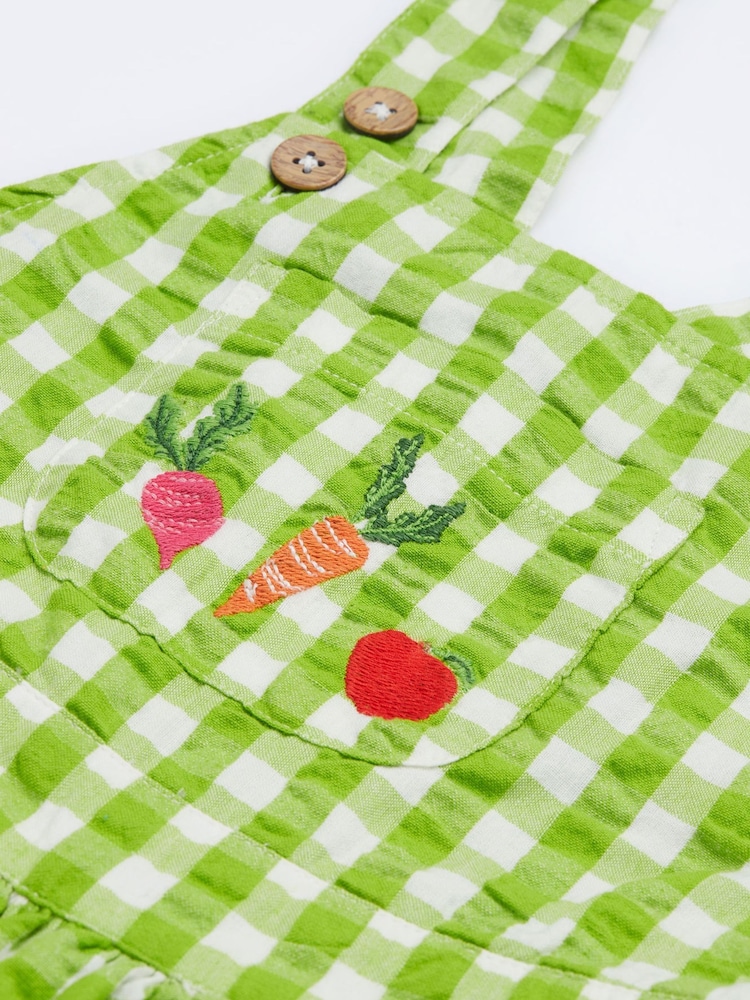 Frugi Green Gingham Culotte Dungarees - Image 3 of 6
