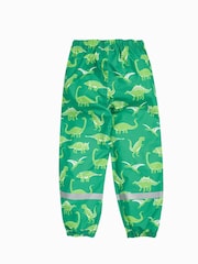 Verde - Frugi Green Dinosaur Waterproof Printed Trousers - Imagen 2 de 5