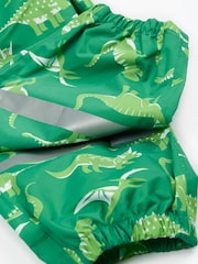 Verde - Frugi Green Dinosaur Waterproof Printed Trousers - Imagen 3 de 5