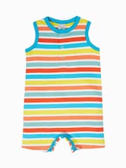 Frugi Blue Rainbow Dune 100% Organic Cotton Romper - Imagen 1 de 4