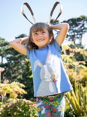 Frugi Blue Cassia Appliqué 100% Organic Cotton T-Shirt - Image 1 of 5