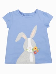 Frugi Blue Cassia Appliqué 100% Organic Cotton T-Shirt - Image 2 of 5