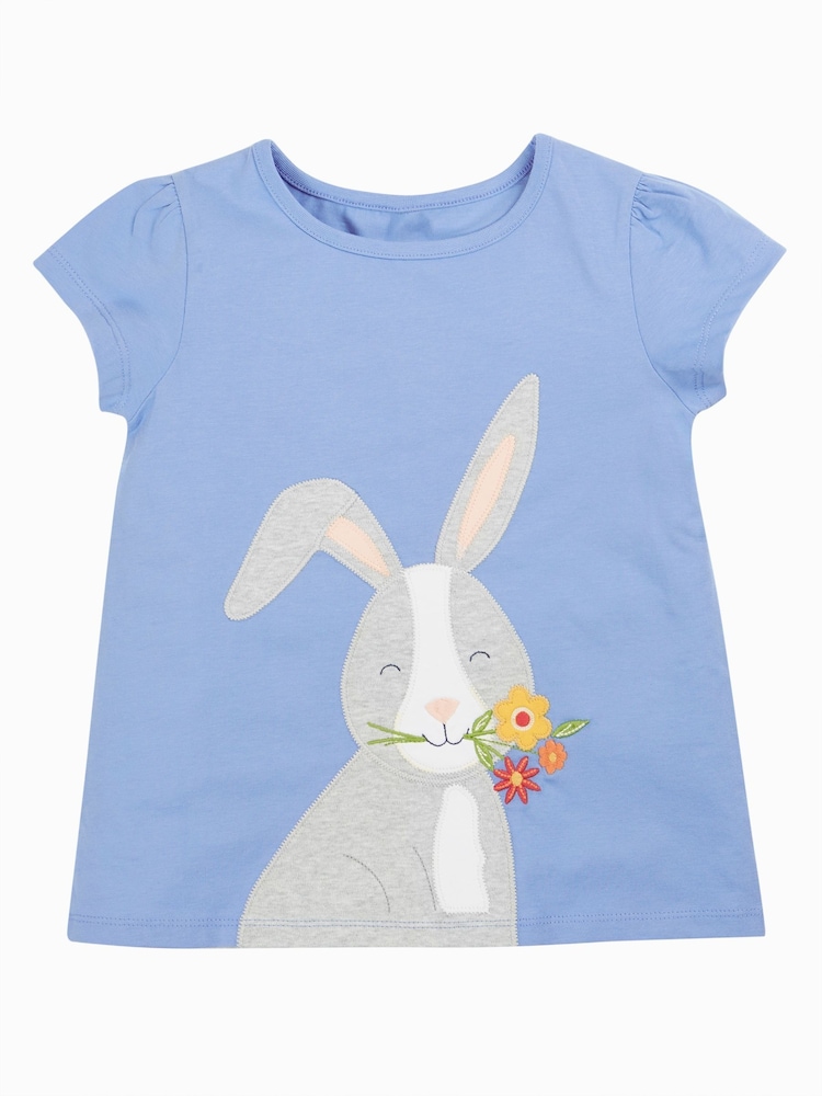 Frugi Blue Cassia Appliqué 100% Organic Cotton T-Shirt - Image 2 of 5