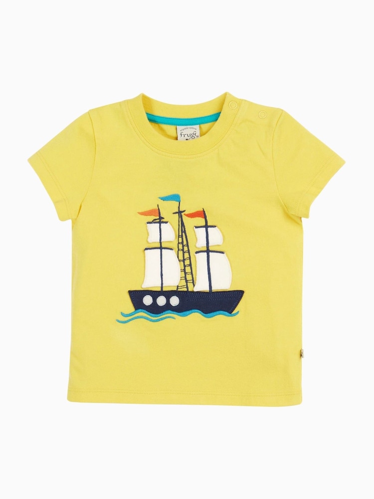 Frugi Blue Avery Appliqué 100% Organic Cotton T-Shirt - Image 2 of 5 Frugi Blue Avery Appliqué 100% Organic Cotton T-Shirt - Image 2 of 5