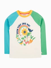 Frugi White Tamar Raglan 100% Organic Cotton Non Appliqué Top - Image 1 of 4