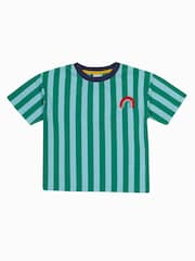 Frugi Blue Relaxed Striped Non Appliqué 100% Organic Cotton T-Shirt - Image 2 of 5